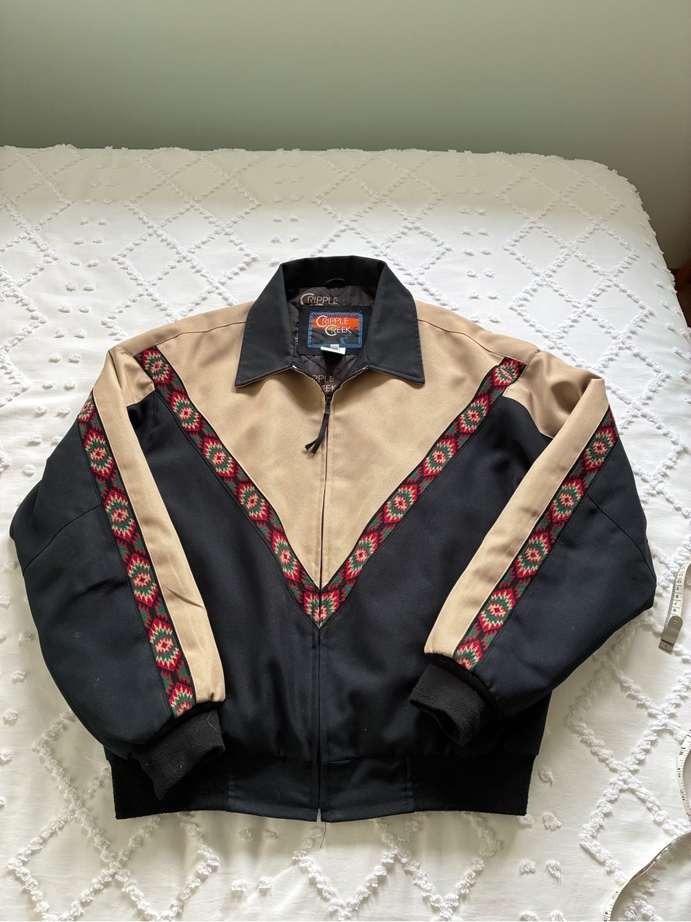 Cripple Creek  Southwestern Trim Two-Tone Men's Jacket - Black & Tan